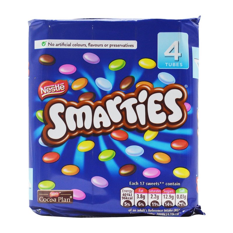 Shop Nestle Smarties 4 Tube Pack Pouch 152GM