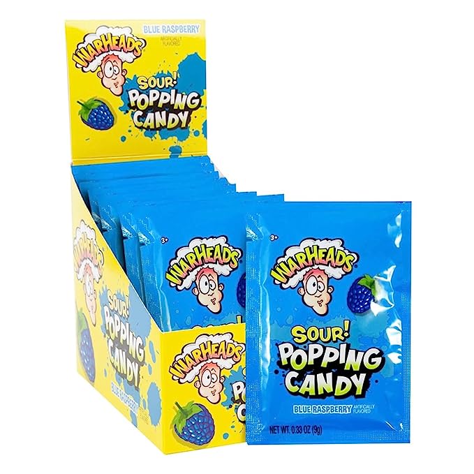 Warheads Sour Popping Candy Blue Raspberry Flavor Accept the Challenge Sour 90g Pack Of 6