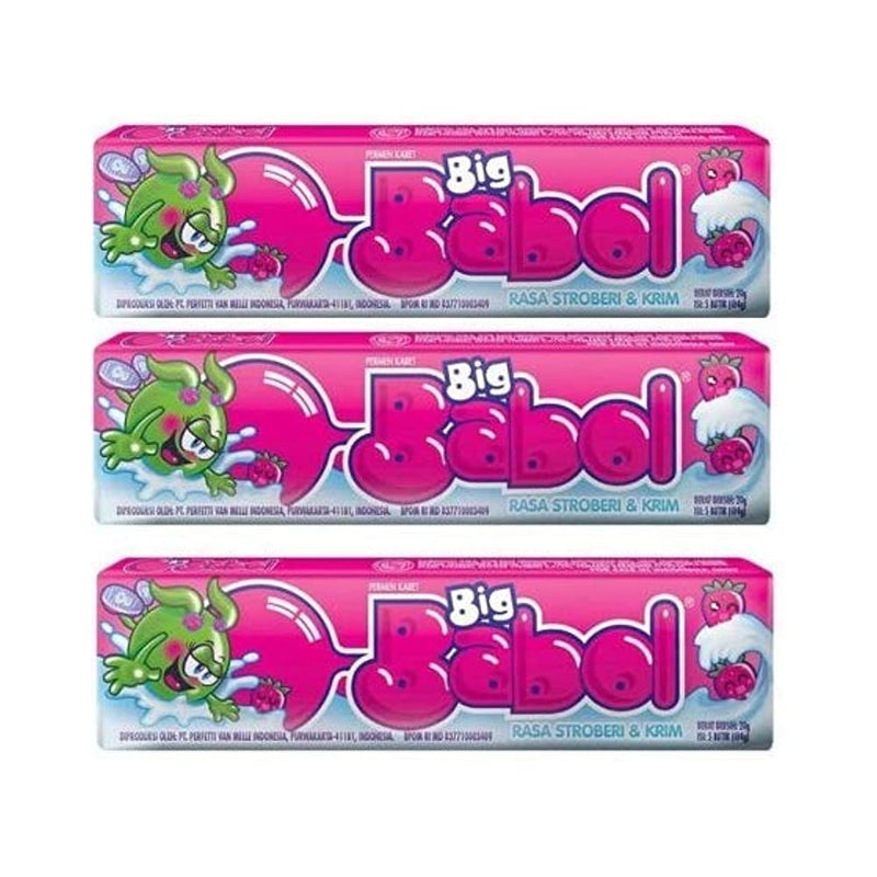 Shop Big Babol Rasa Stroberi & Krim ( Strawberry & Cream ) Gum ( Pack of 3 ), 22.5g