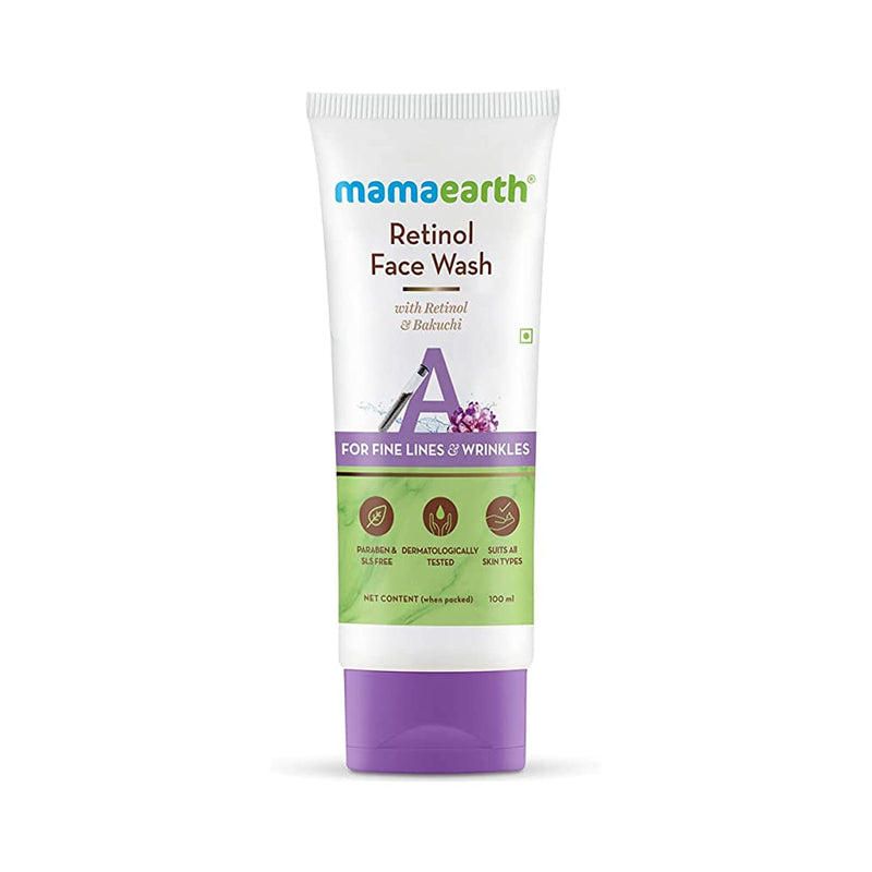 Shop Mamaearth Retinol Face Wash with Retinol and Bakuchi for Fine Lines and Wrinkles - 100 ml