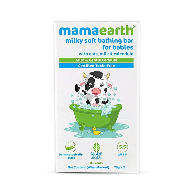 Shop Mamaearth Milky Soft Bathing Bar for Babies with Oats, Milk and Calendula - 75g x 2