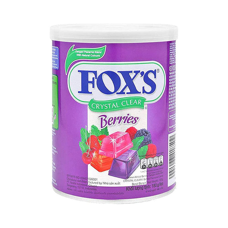 Shop Fox's Crystal Clear Mix Berries Flavoured Candy Tin, 180 g