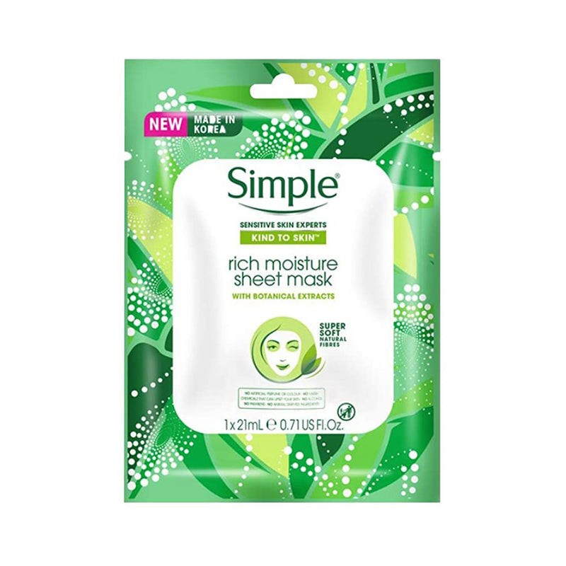 Shop Simple Kind To Skin Rich Moisture Sheet Mask, 21ml