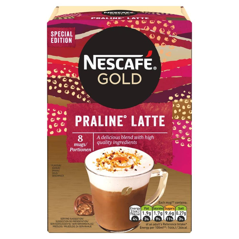 Shop Nescafe gold Praline Latte 8 Mugs, 144g