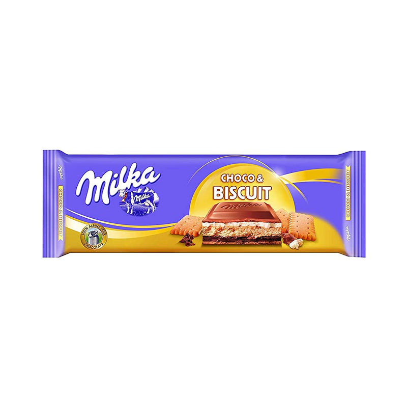 Milka Choco & Biscuit Alpine Milk Chocolate Bar 300g (Pack of 3) 
