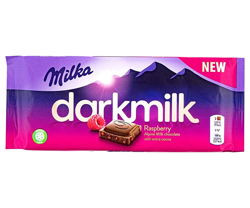 Shop Milka Darkmilk Raspberry Milk Chocolate Bar with Extra Cocoa, 85g