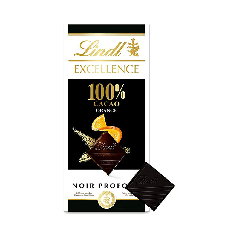 Shop Lindt Excellence 100% Cacao Orange Dark Chocolate Bar, 50g