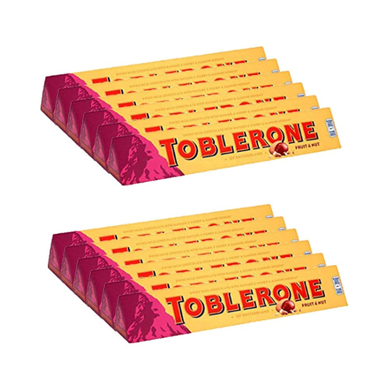 Shop Toblerone of Switzerland Fruit & Nut with Raisins, Honey and Almond Chocolate Bar, 12 Pack Pouch, 12 x 100 g