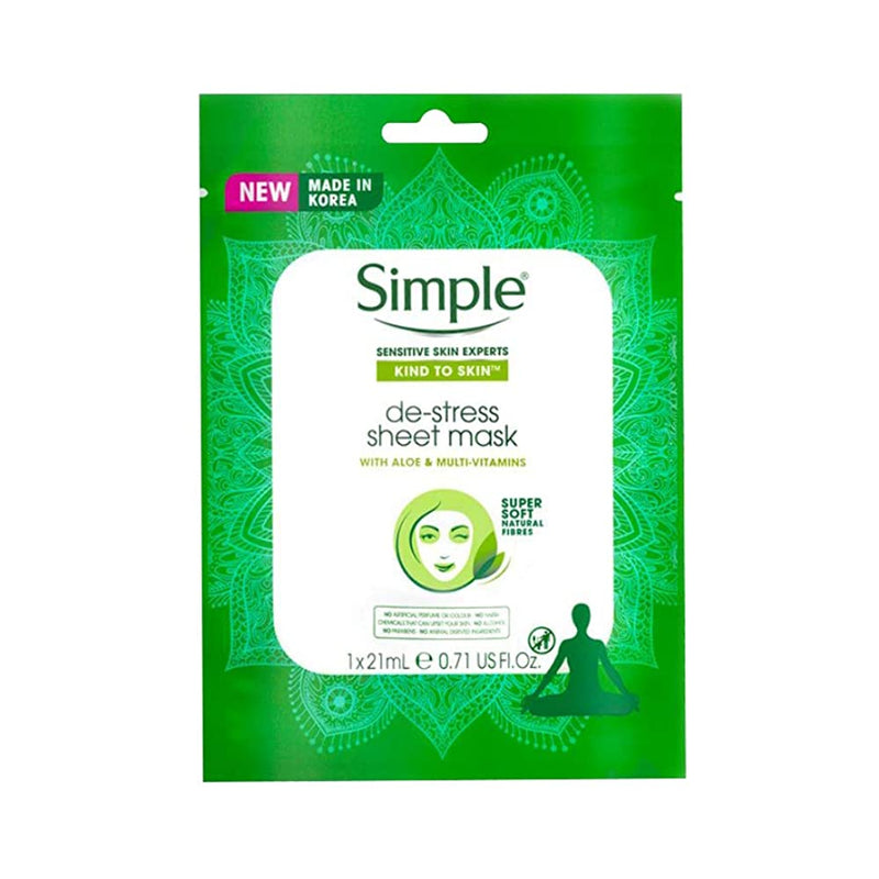 Shop Simple Kind To Skin De-Stress Sheet Mask, 21ml