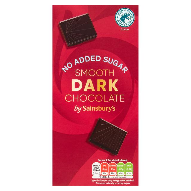 Shop Sainsbury's Dark Chocolate No Added Sugar Bar, 100g
