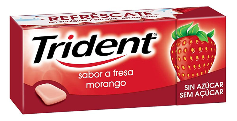 Shop Trident Sugar Free Sabor A Fresa Morango Strawberry flavor Gum (Pack of 3), 14.5g