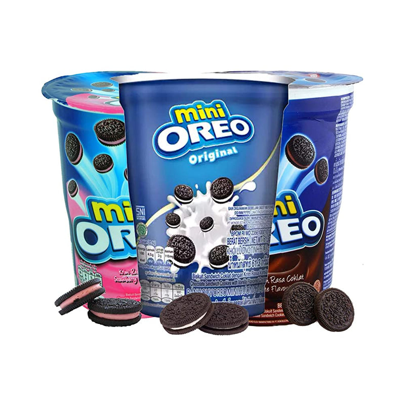 Shop Mini Oreo Vanilla, Chocolate, Strawberry Flavoured Cream Pouch, 3 x 61 g