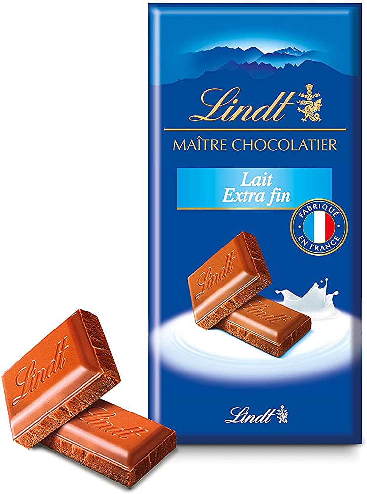 Shop Lindt Maitre Lait Extra Fin Milk Chocolate Bar, 110g by Fab