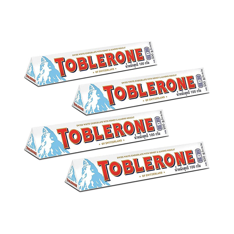 Shop Toblerone White Chocolate with Honey and Almond Nougat Pack of 4, x 100 g