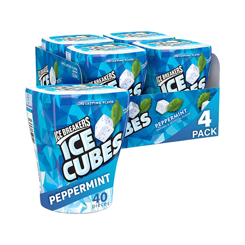 Shop ICE BREAKERS ICE CUBES Chewing Gum, Peppermint, Sugar Free, 40 Piece Cube Pack Container (Count of 4)