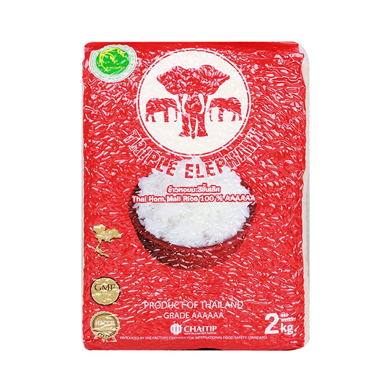 Shop Triple Elephant Premium Thai Jasmine (Thai HOM Mali) Rice, 2 Kg [All Natural, Easy to Cook]