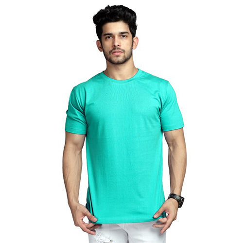 Shop High on Fashion Basic Aqua Solid Tshirt