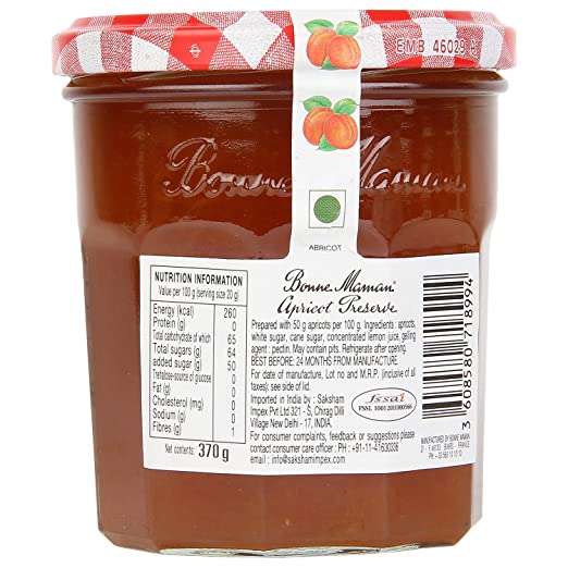 Bonne Maman Apricot Preserve, Marmalade Fruit Jam, 13 oz / 370 g