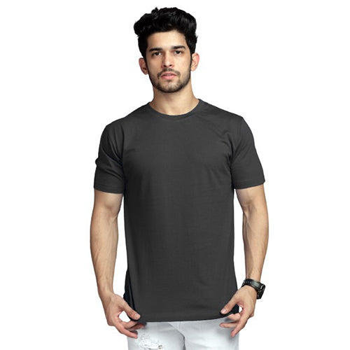 Shop High on Fashion Basic Dark Grey Solid Tshirt