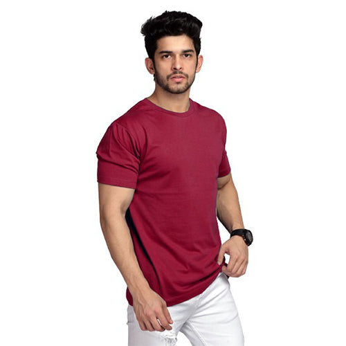 Shop High on Fashion Basic Burgundy Solid Tshirt