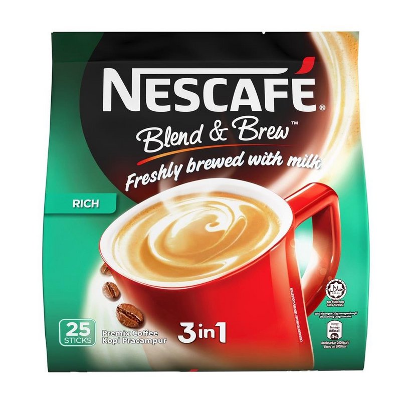 Shop Nestle Nescafe 3 in 1 Blend and Brew Rich Premix Coffee 25 Sticks