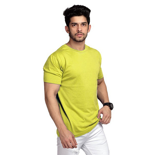 Shop High on Fashion Basic Yellow Green Solid Tshirt