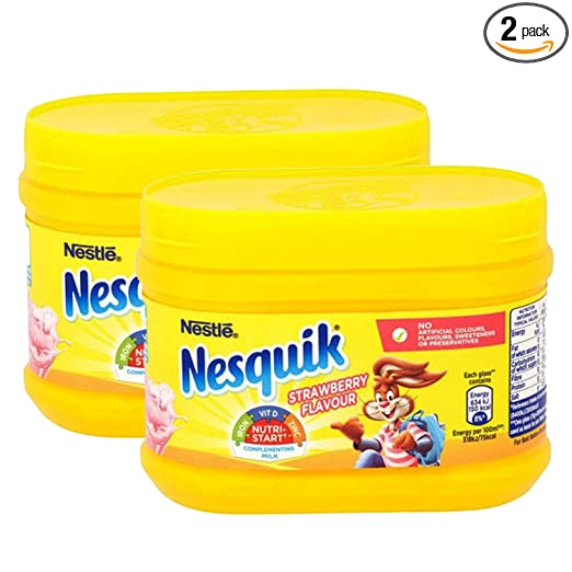Nestle Nesquik Strawberry Flavour Milkshake Mix, 300 g, 2 Pack