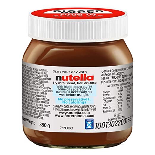 Nutella Hazelnut Spread with Cocoa (Labels may vary), 350g