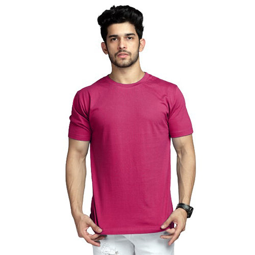 Shop High on Fashion Basic Pink Solid Tshirt