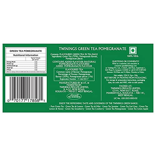 Twinings Green Tea - Pomegranate, Raspberry & Straberry, 25 Tea Bags, 37.5 g