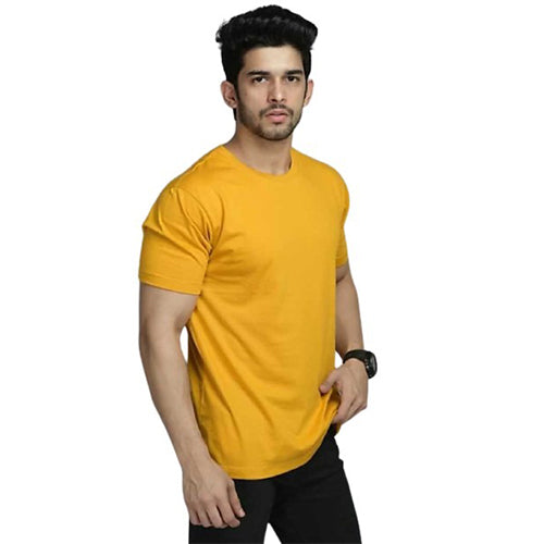 Shop High on Fashion Basic Macaroni Yellow Solid Tshirt